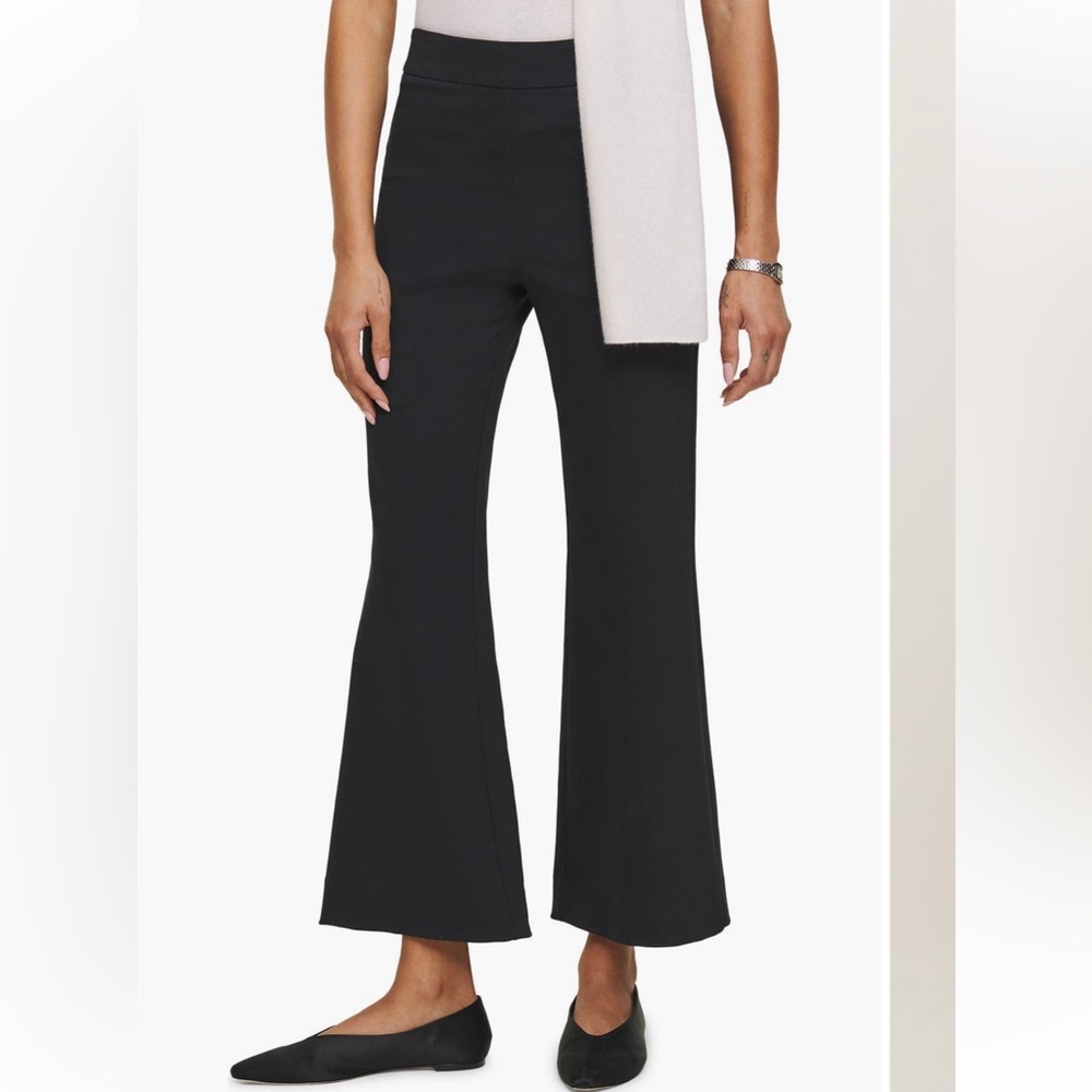 Reformation Tanya Knit Cropped Flare Pants Side Zip Black L NWT